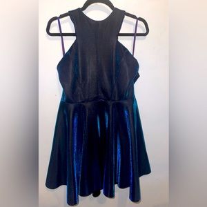 Color Shift Metallic Blue Mini Skater Dress NWT taylor swift eras Tour outfit!!